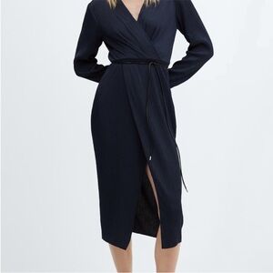 Mango Elegant Blue Wrap Dress 8